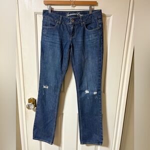 American Eagle Outfitters Women's Live Your Life Distressed Straight Leg Jeans